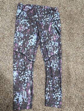 lululemon athletica Black Leggings with Blue & Pink Accent Print